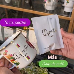 Taza peltre + Drip de café