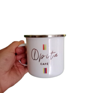 OPITA CAFÉ tazas de café esmaltadas para café, pequeñas para reuniones familiares, fiestas de amigos, campamento, picnic, pesca, ligeras y portátiles, 12 onzas, 11.8 fl